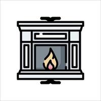A fireplace with a burning log on it vector