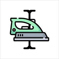 An iron on a white background with a green handle vector