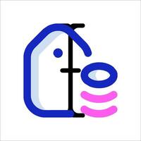 A blue and pink icon with a house and a stack of coins vector