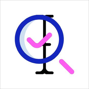 A magnifying glass with a check mark on it vector