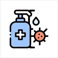 A bottle of hand sanitizer with a drop of water vector