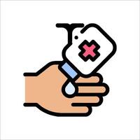 Hand with a syringe and a red cross illustration vector