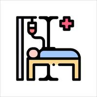 A hospital bed with a drip and a patient vector