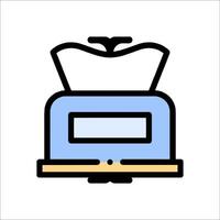 A blue and white icon of a toaster vector