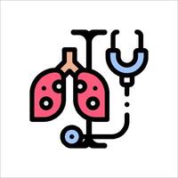 Lungs and stethoscope icon vector