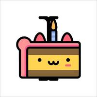 A cute cake with a candle on top vector