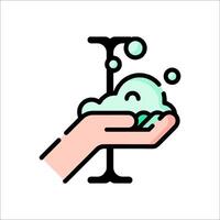 A hand holding a glass with soap and bubbles vector