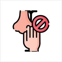A hand holding a sign that says no touching vector