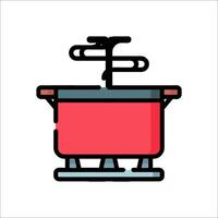 A red pot with a handle on top vector