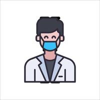 A man in a lab coat with a surgical mask vector