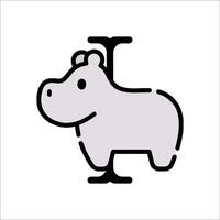 A hippo is shown in a line drawing vector