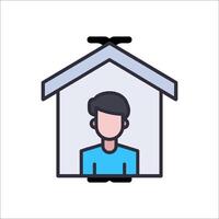 A man inside a house with a blue background vector