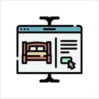 A computer screen with a bed and a mouse vector