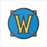 The w logo in a blue and yellow circle vector