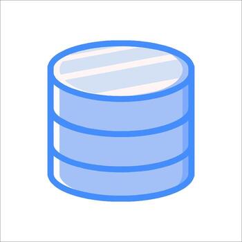A blue and white icon of a stack of data vector