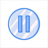 A blue and white button with two lines vector
