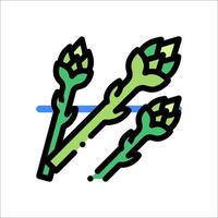 A green and blue line icon of two asparagus vector