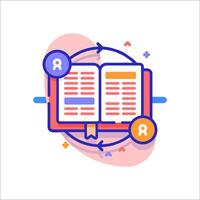 An open book with a book icon and a book icon vector