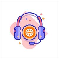 A headset with a globe on it and a microphone vector