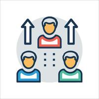 People in a circle with arrows pointing up and down vector