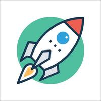 A rocket ship icon with a blue eye vector