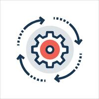 A gearwheel with arrows pointing to it vector