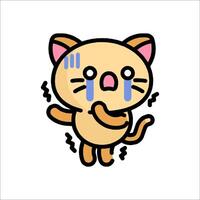 A cartoon cat crying with a sad face vector