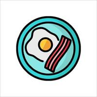 An egg and bacon icon on a white background vector