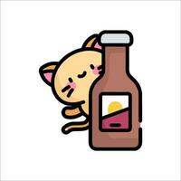 A cat holding a bottle of ketchup vector