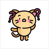 A cartoon cat with question marks on its head vector