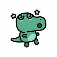 A cartoon dinosaur with stars on its head vector