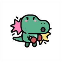 A cartoon dinosaur with boxing gloves on vector
