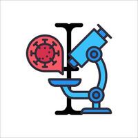 A microscope with a red and blue object on it vector