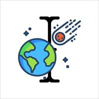 The letter l is surrounded by a globe and a rocket vector
