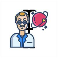 Scientist man with glasses and a globe icon vector