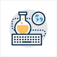 A laboratory flask with a globe on it vector