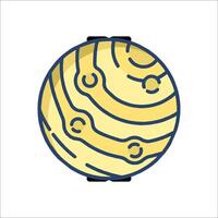 A cartoon planet with a yellow and blue outline vector