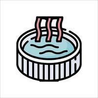 A bowl with water and bacon in it vector