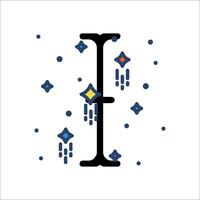 The letter f is made up of stars and dots vector