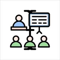 A meeting room with people sitting around a table vector
