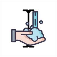 A hand holding a test tube with a liquid in it vector