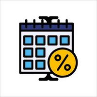 Calendar icon with percentage sign and calendar vector