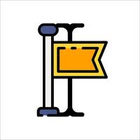 A yellow sign with a blue arrow pointing to it vector