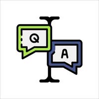A pair of speech bubbles with the words q and a vector