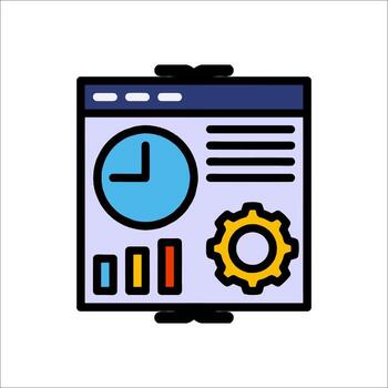 un reloj y un engranaje en un blanco antecedentes vector