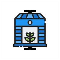 A blue and white icon of a plant growing inside a container vector