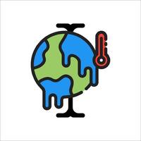 The earth is melting and the thermometer is on top vector