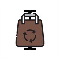 A brown bag with a recycling symbol on it vector
