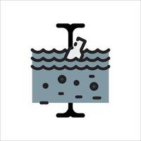 A bottle floating in the water with a bottle on top vector