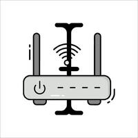 A router with a wireless signal on top of it vector